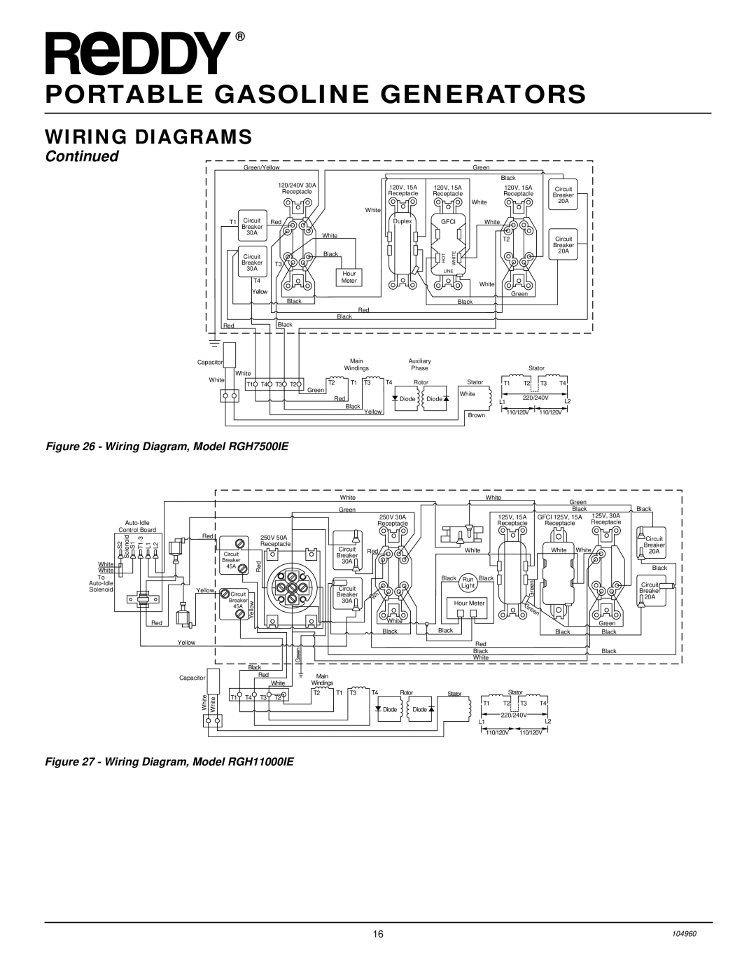 Desa Rgh3000, Rgh3000pr, Rgh5500a, Rgh5500aie, Rgh7500aie, Rgh11000aie installation manual Wiring Diagram, Model RGH7500IE 