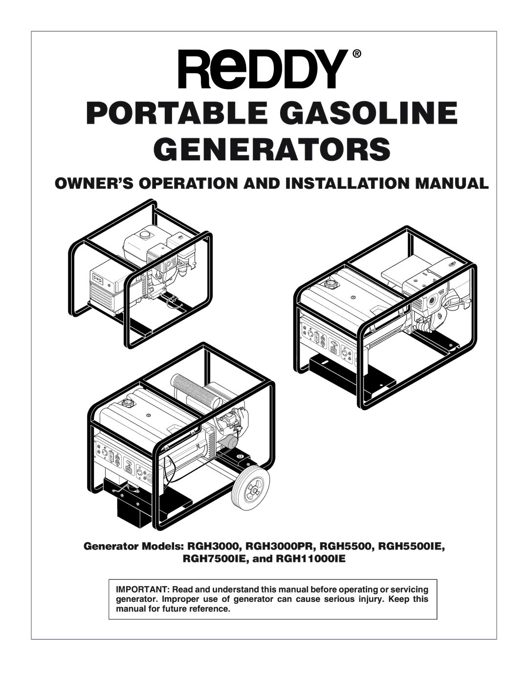 Desa RGH5500IE, RGH3000PR installation manual Portable Gasoline Generators 