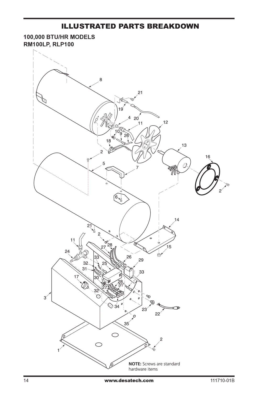 Desa RLP100 owner manual Illustrated Parts Breakdown 