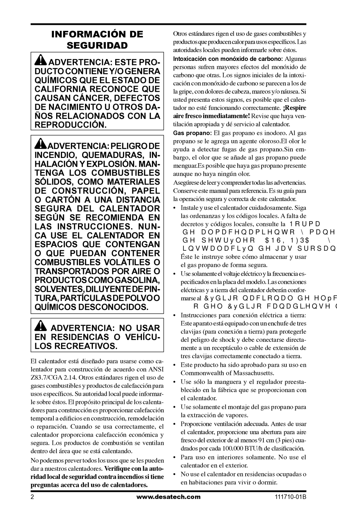 Desa RLP100 owner manual Información DE Seguridad 