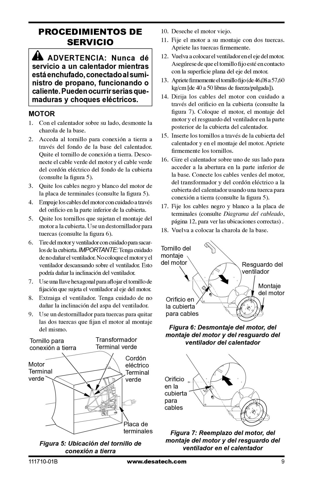 Desa RLP100 owner manual Procedimientos DE Servicio, Vuelva a colocar la charola de la base 