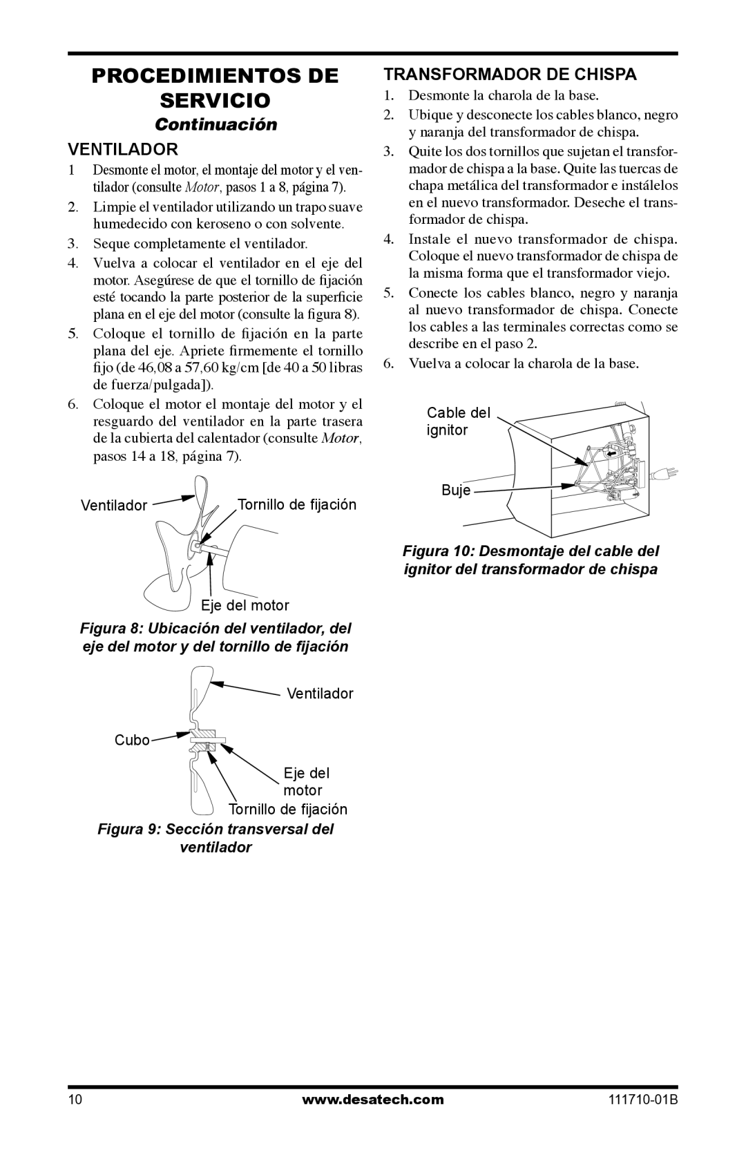 Desa RLP100 Ventilador, Transformador DE Chispa, Seque completamente el ventilador, Desmonte la charola de la base 