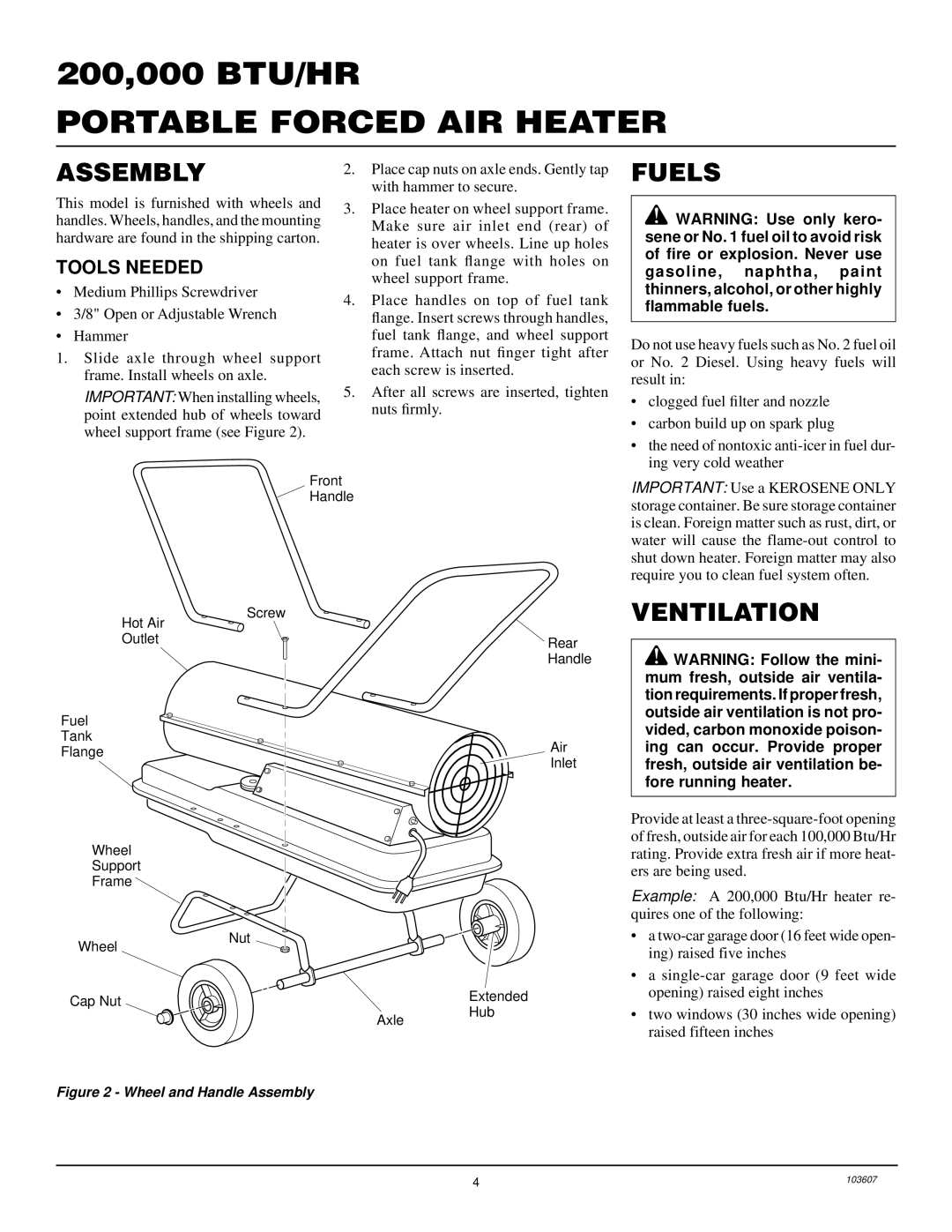 Desa RM200T owner manual Assembly, Fuels, Ventilation, Tools Needed 