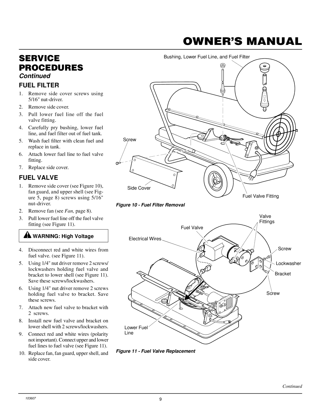 Desa RM200T owner manual Fuel Filter, Fuel Valve 