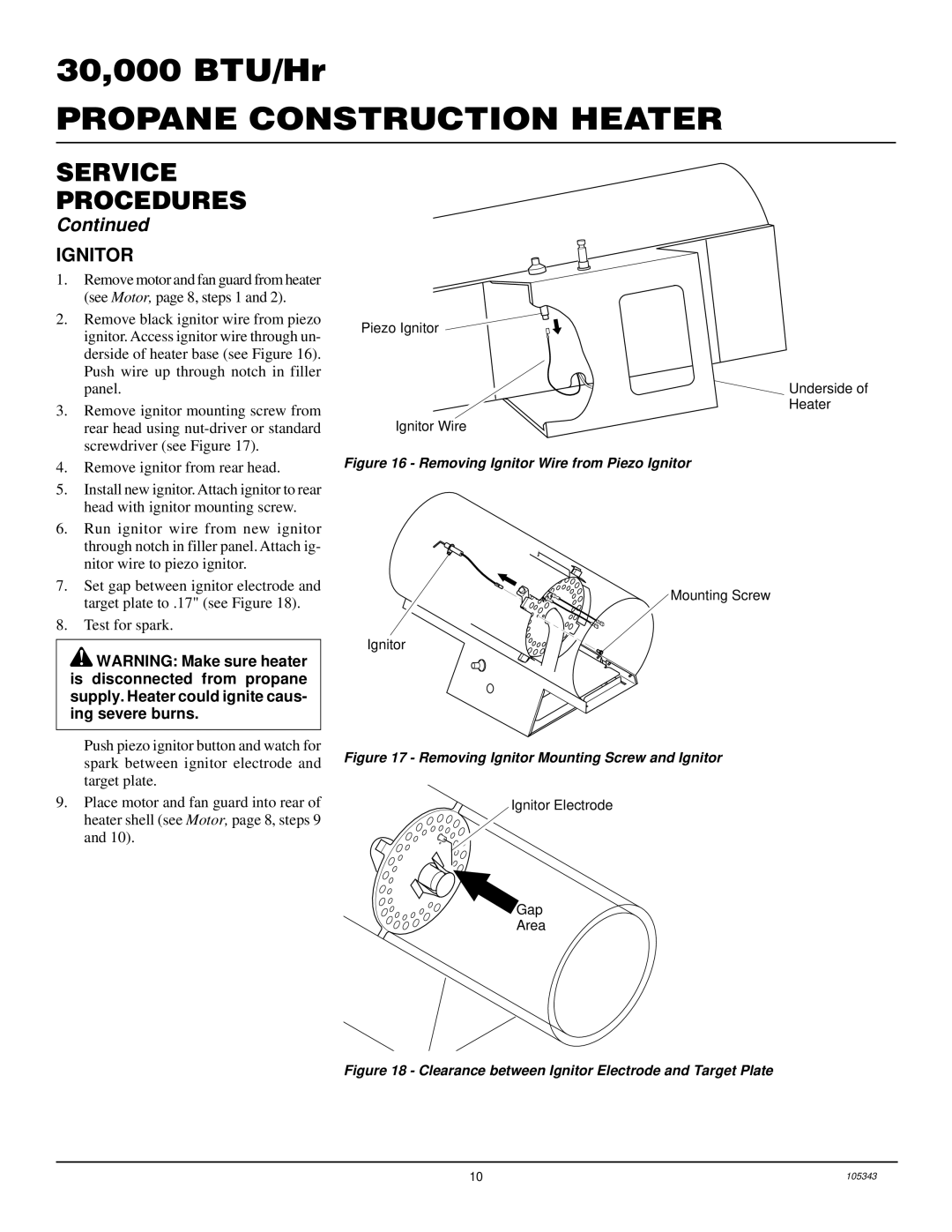 Desa RM30LP owner manual Removing Ignitor Wire from Piezo Ignitor 