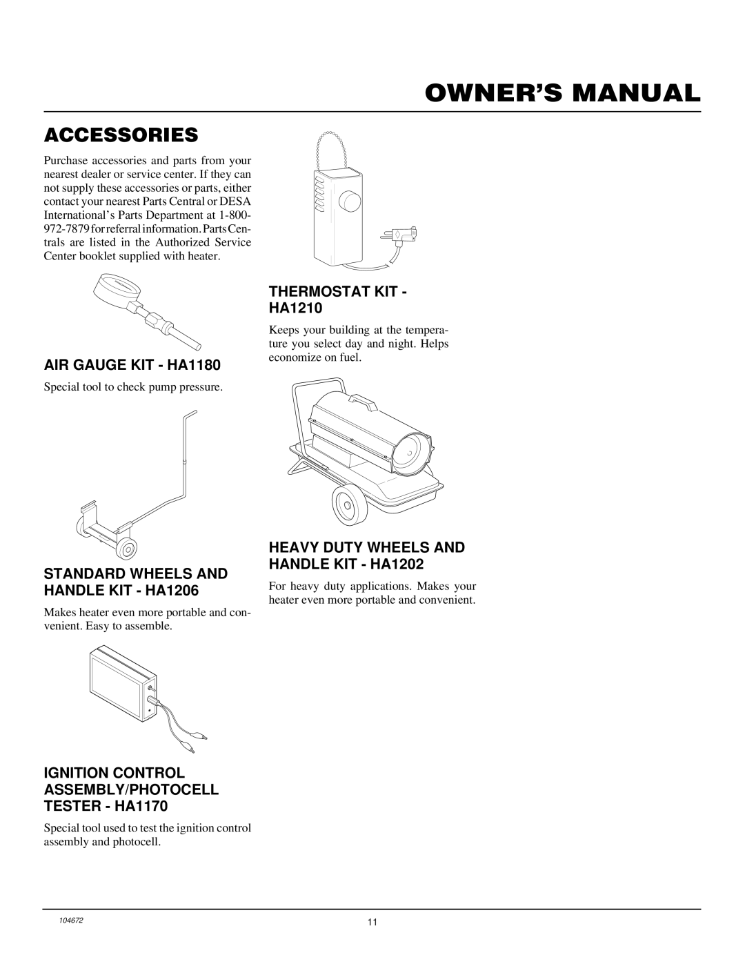 Desa RM60 owner manual Accessories 