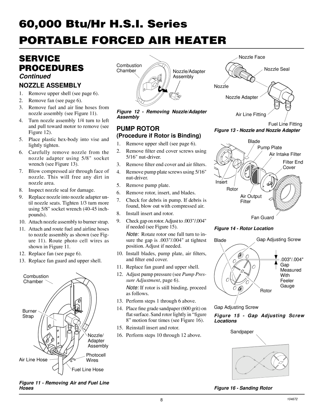 Desa RM60 owner manual Nozzle Assembly, Pump Rotor 