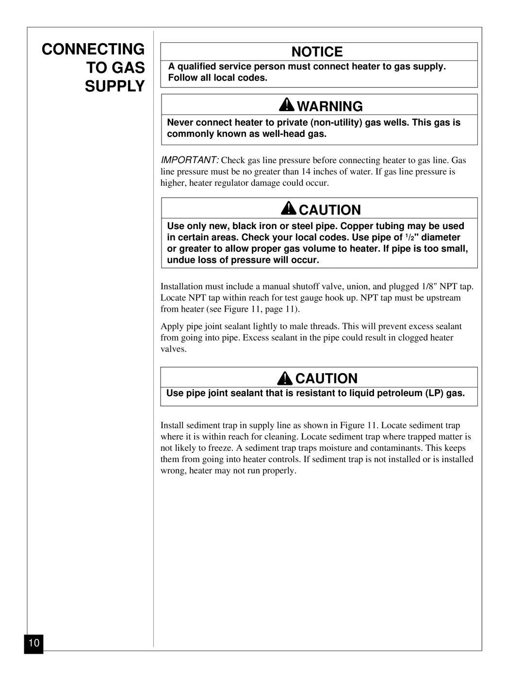 Desa RN30BT installation manual Connecting to GAS Supply 