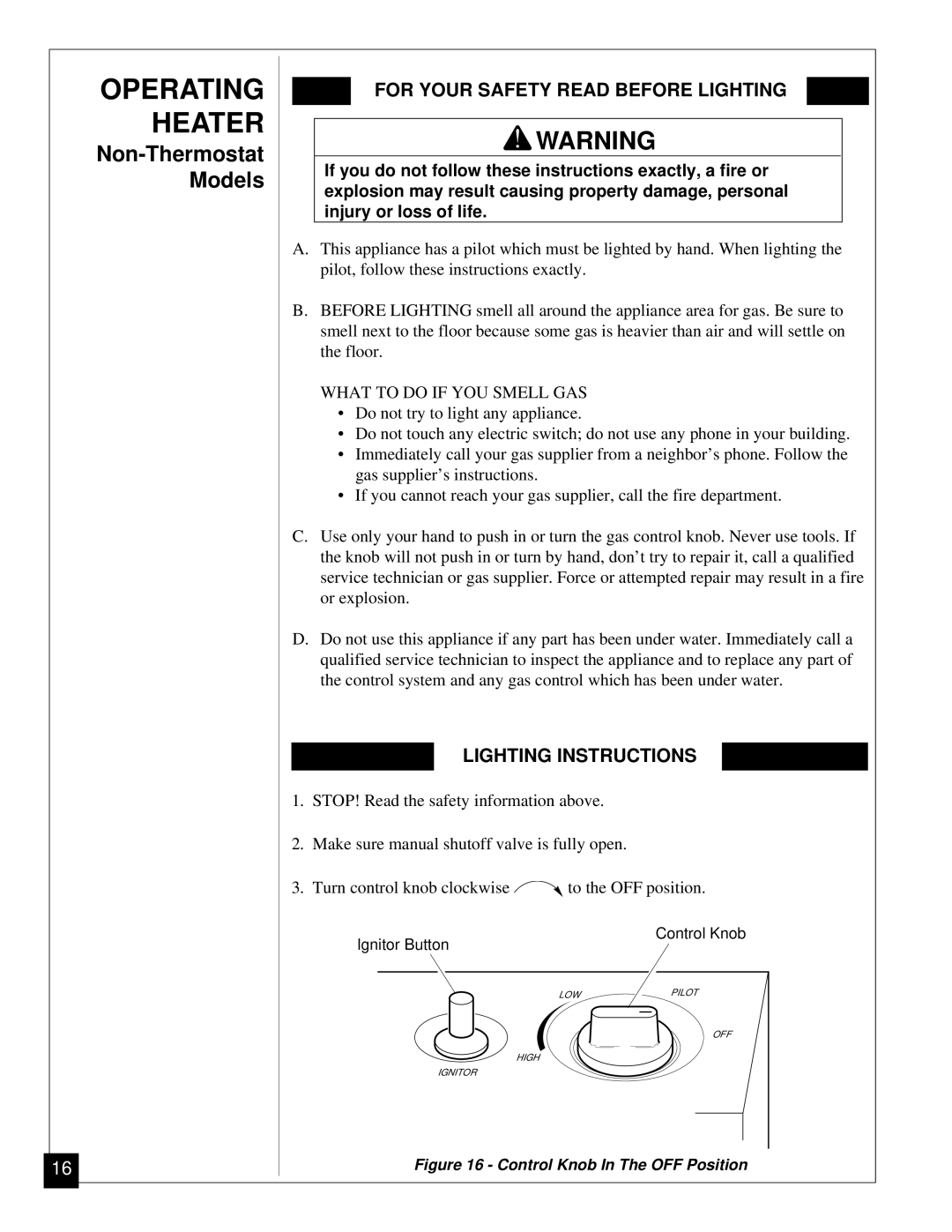 Desa RN30BT installation manual Non-Thermostat Models 