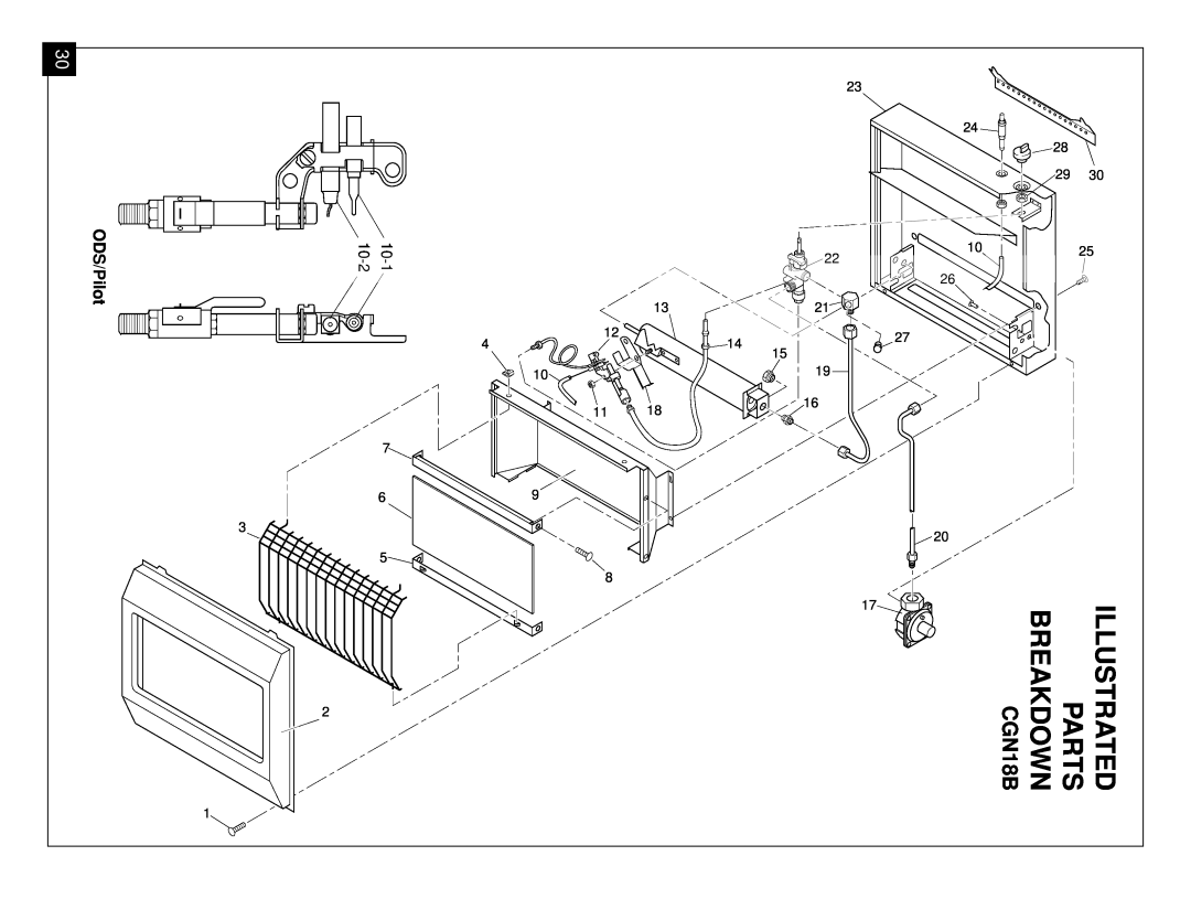 Desa RN30BT installation manual Illustrated, Parts, CGN18B, Breakdown, ODS/Pilot 