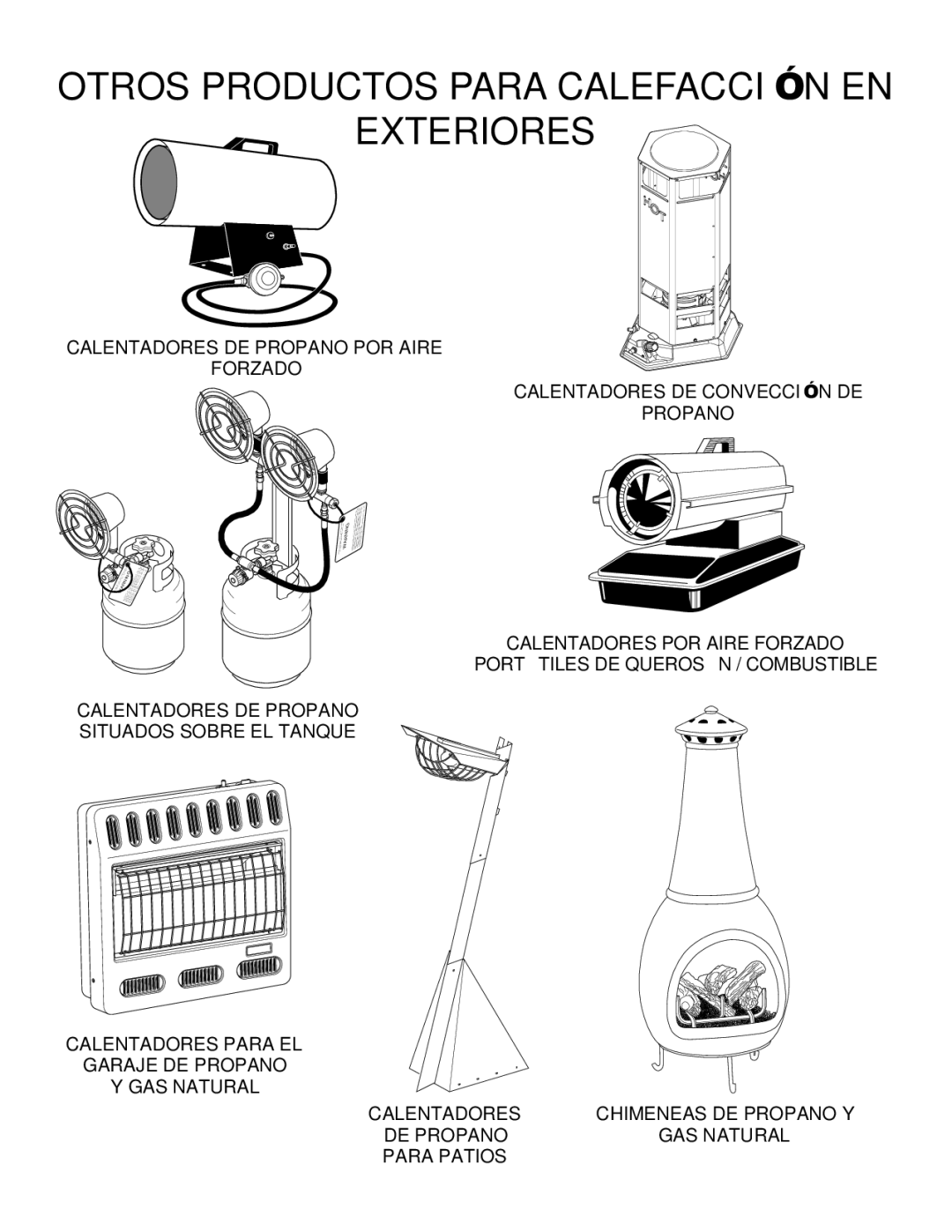 Desa ROPANE CONSTRUCTION CONVECTION HEATER owner manual Chimeneas DE Propano Y, Para Patios, Calentadores 