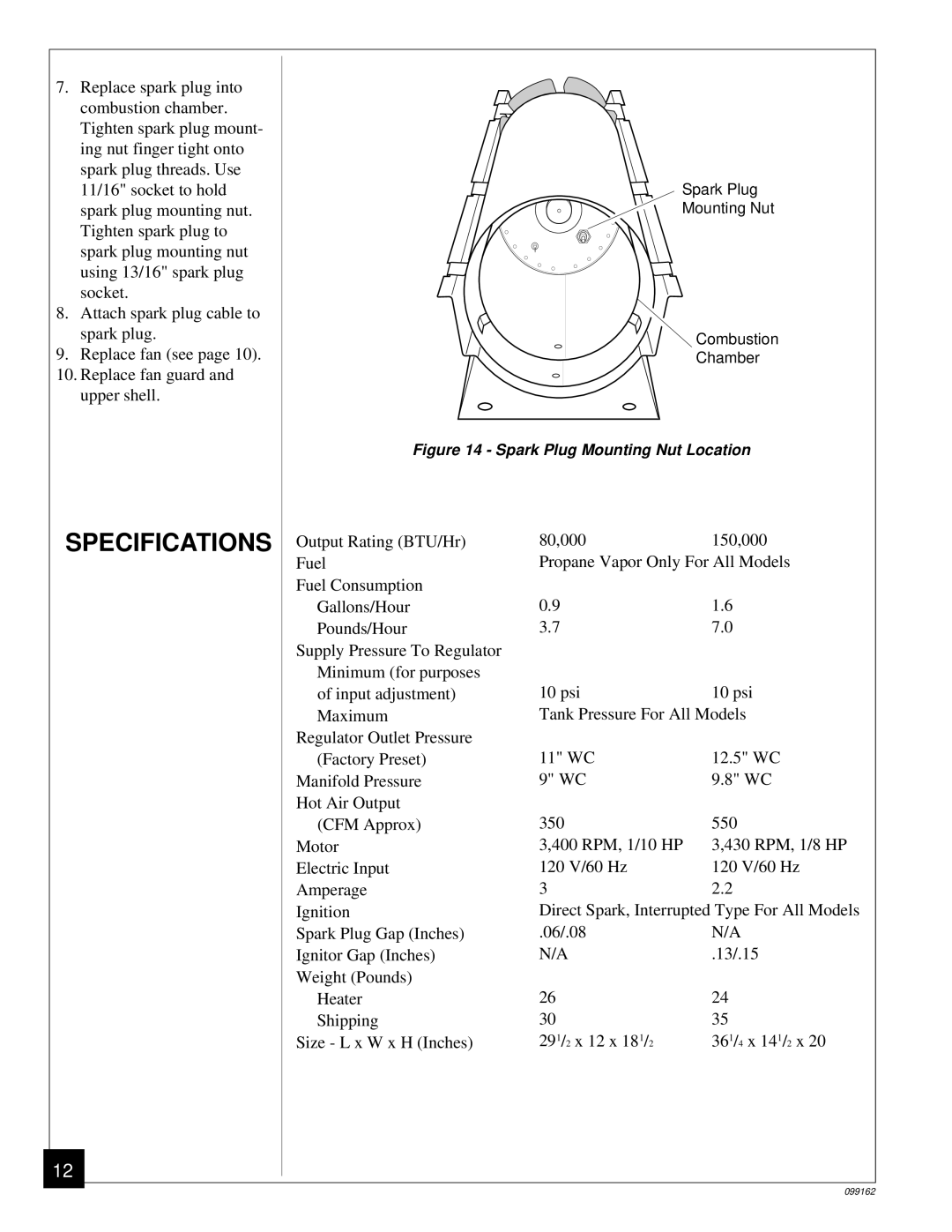 Desa ROPANE CONSTRUCTION HEATERS owner manual Specifications 