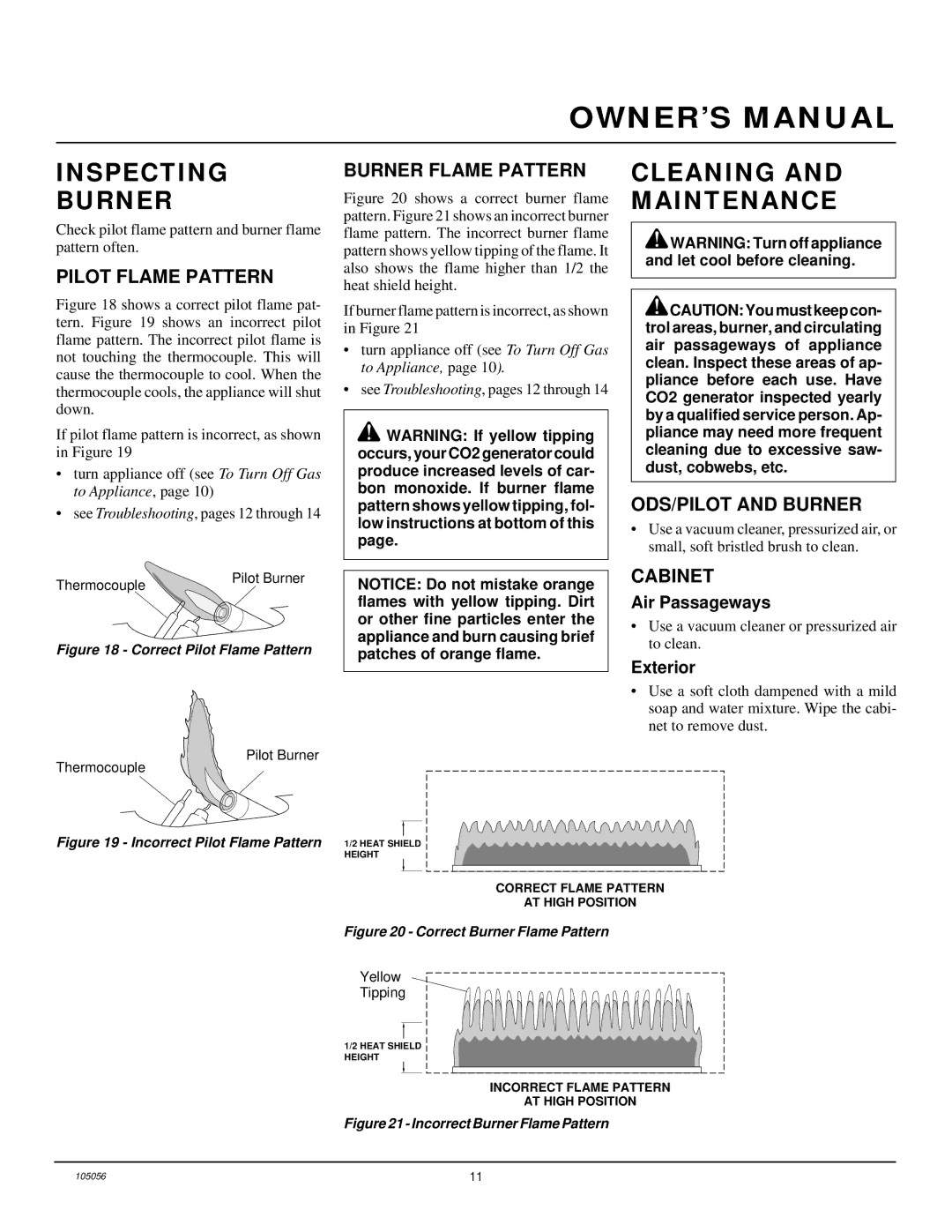 Desa RN30E-CAN, RP30E-CAN installation manual Inspecting Burner, Cleaning and Maintenance 