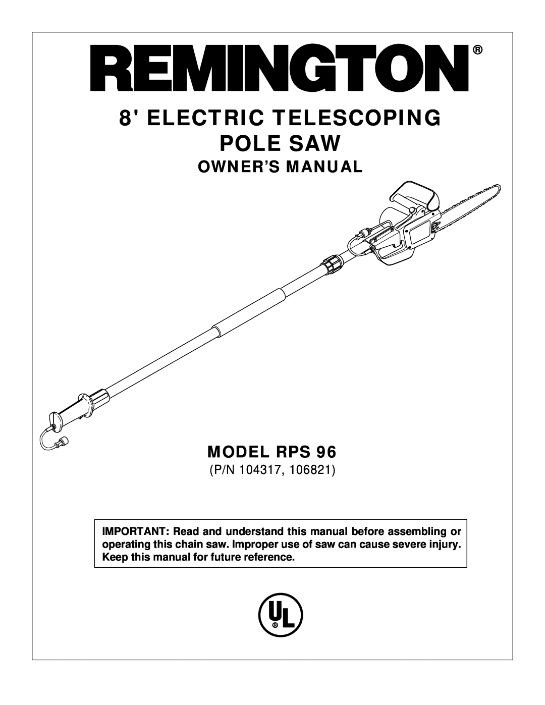Desa RPS 96 owner manual Electric Telescoping Pole Saw, P/N 