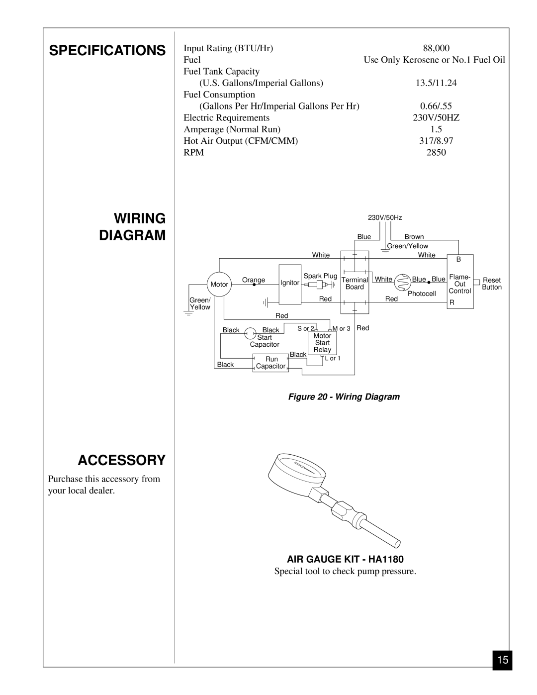 Desa RV125EDI owner manual 2850, Special tool to check pump pressure 