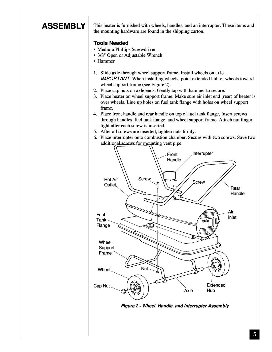 Desa RV125EDI owner manual Assembly, Tools Needed 