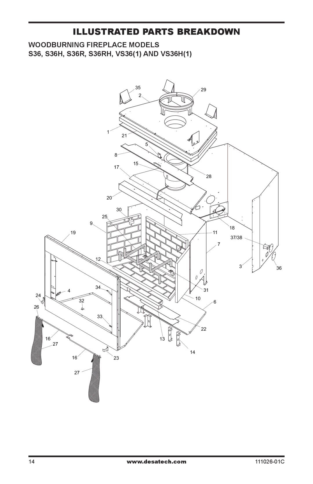 Desa S36RH, VS36H(1), VS36(1) installation manual Illustrated Parts Breakdown 