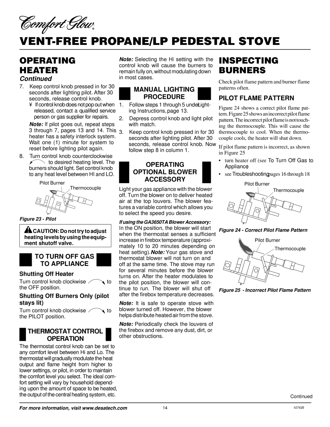 Desa S39PT installation manual Inspecting Burners 