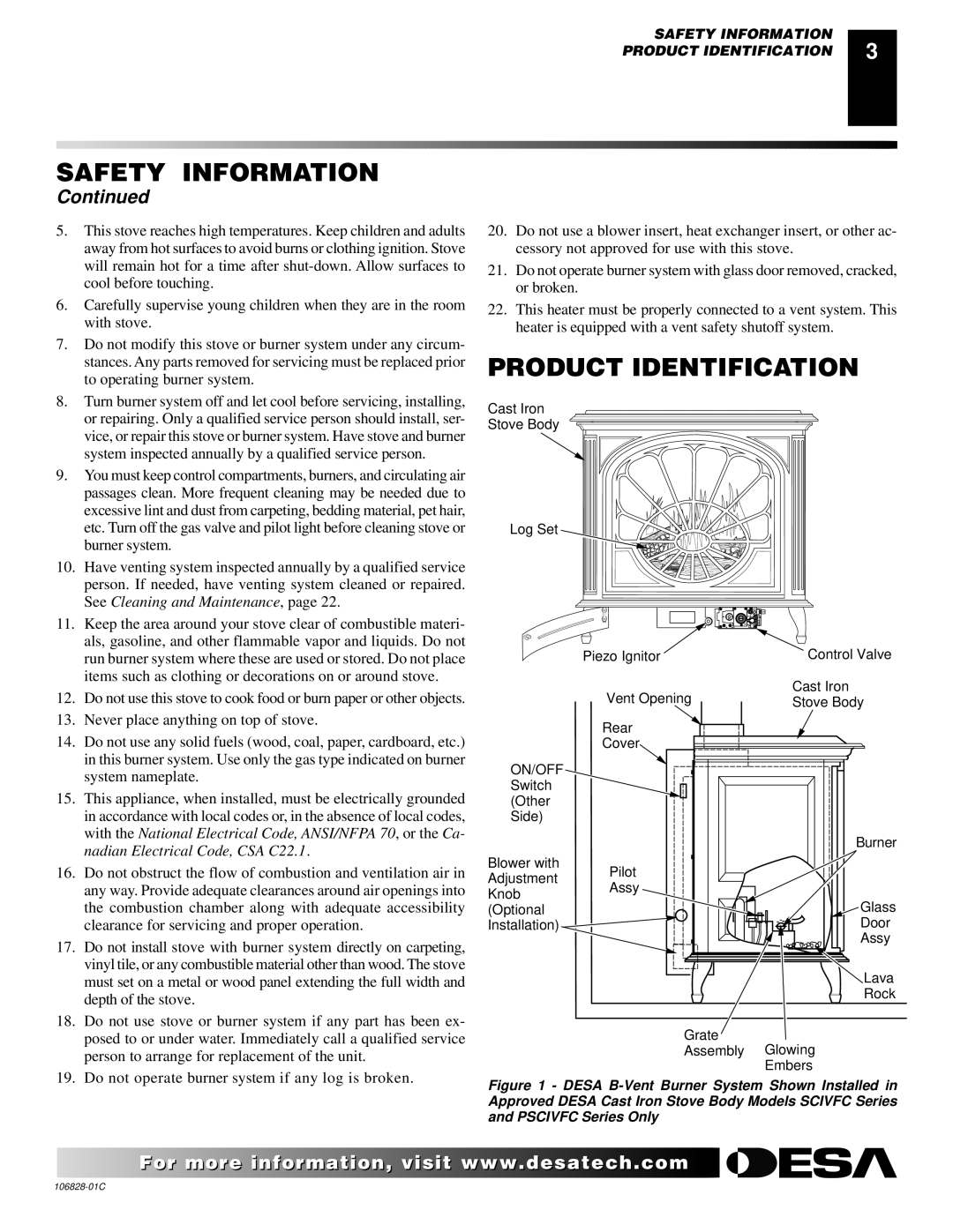 Desa SBVBP(C), SBVBN(C) installation manual Product Identification, To operating burner system 