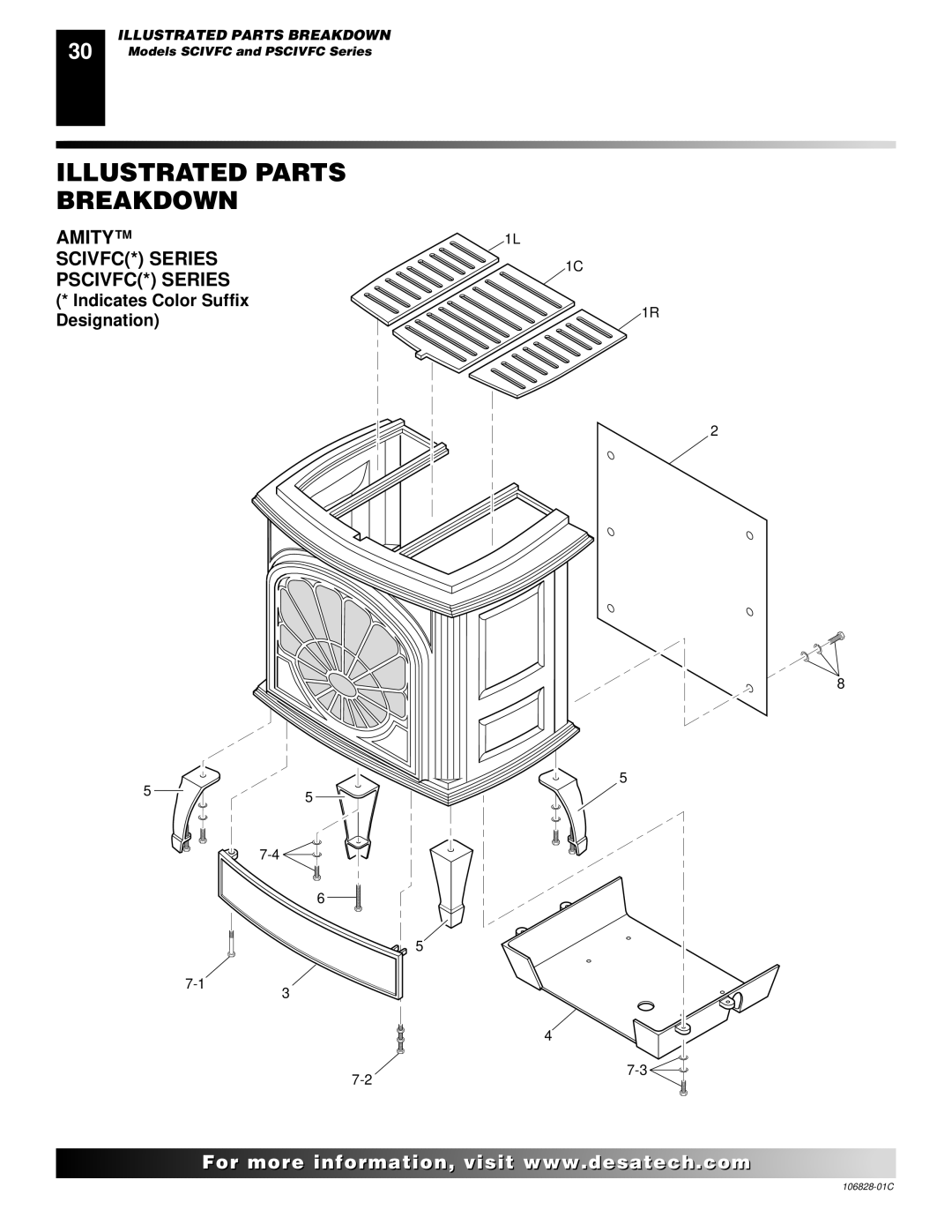 Desa SBVBN(C), SBVBP(C) installation manual Amity SCIVFC* Series PSCIVFC* Series, Indicates Color Suffix Designation 