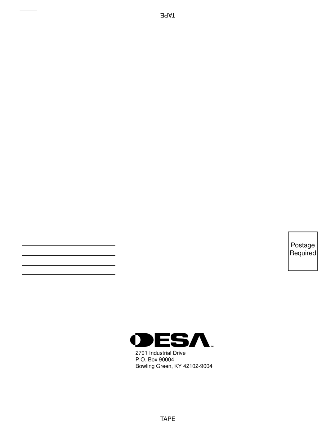 Desa SBVBN(C), SBVBP(C) installation manual Postage Required 