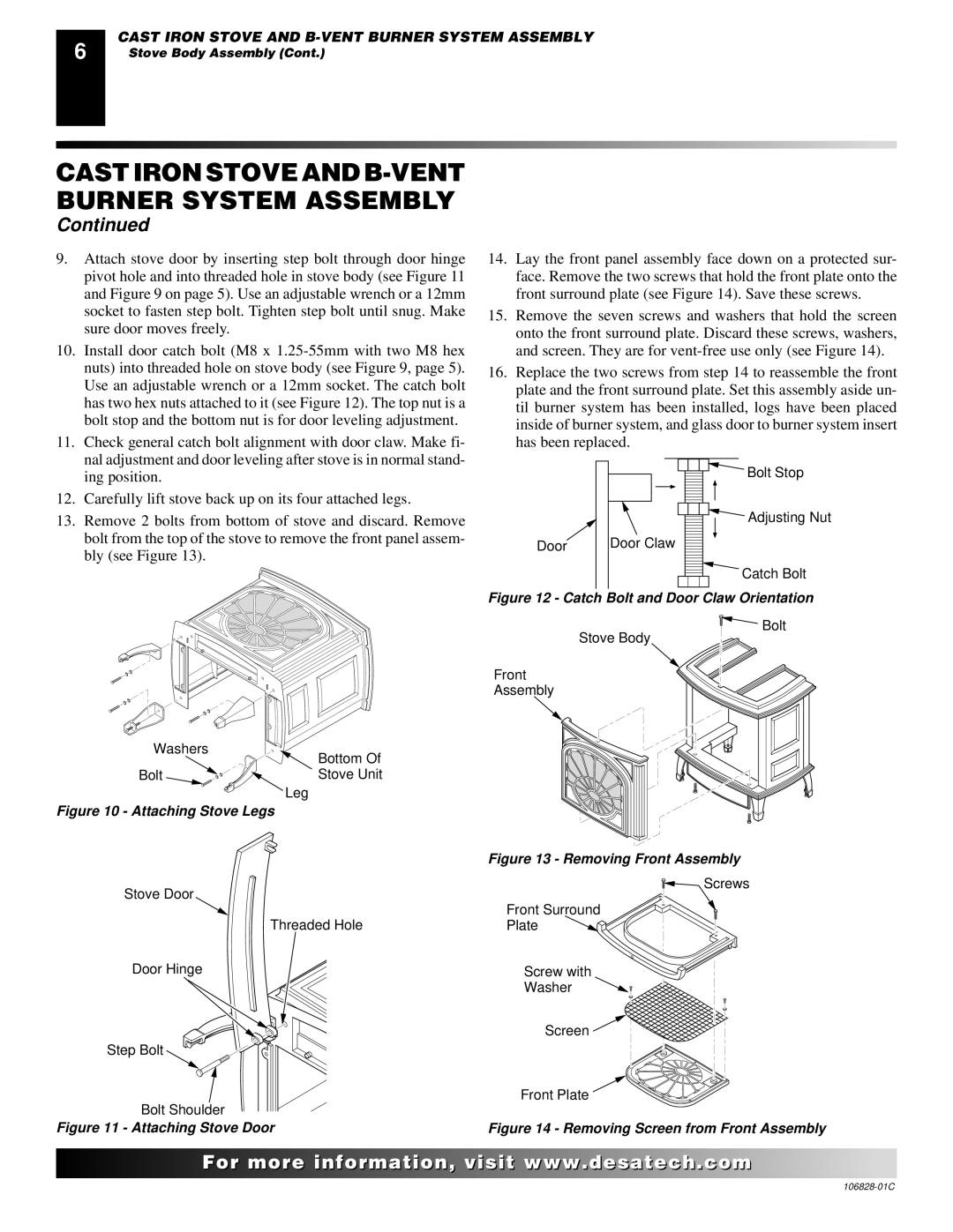 Desa SBVBN(C), SBVBP(C) installation manual Attaching Stove Legs 