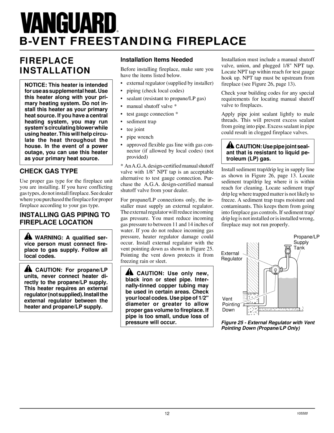 Desa SBVBP(A), SBVBN(A) Fireplace Installation, Check GAS Type, Installing GAS Piping to Fireplace Location 