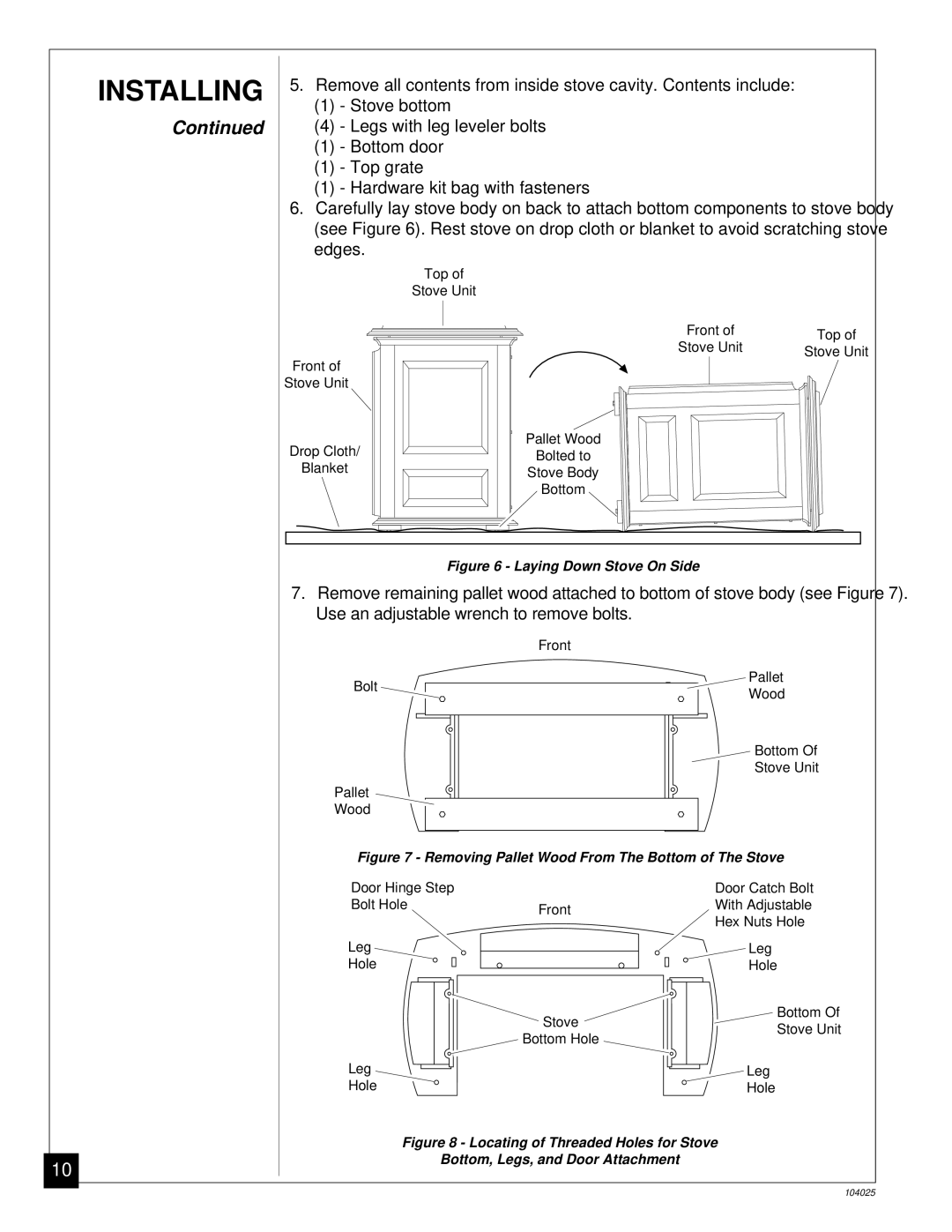 Desa SCIVFG, SCIVFB, SCIVFR, SCIVFC installation manual Laying Down Stove On Side 