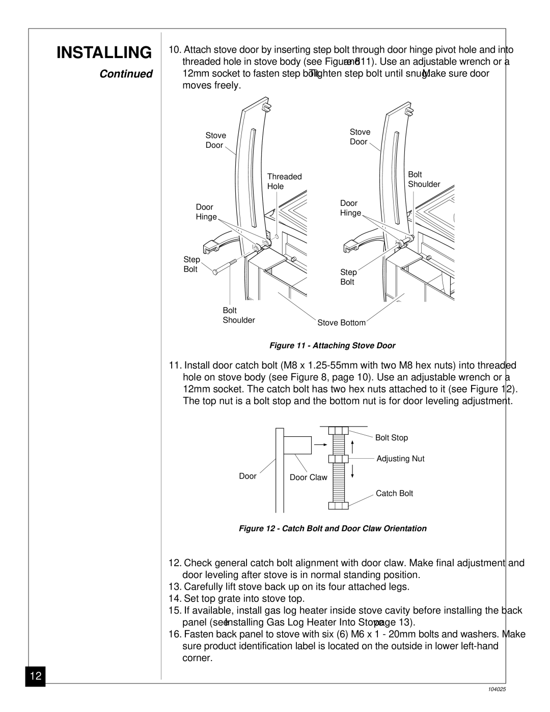 Desa SCIVFB, SCIVFR, SCIVFG, SCIVFC installation manual Attaching Stove Door 