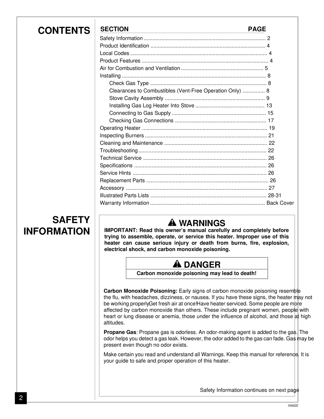 Desa SCIVFG, SCIVFB, SCIVFR, SCIVFC installation manual Contents Safety Information 