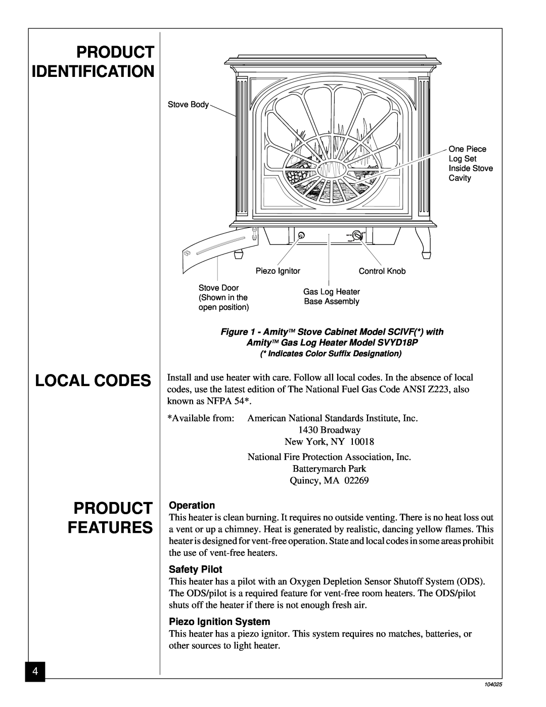 Desa SCIVFB, SCIVFR, SCIVFG, SCIVFC installation manual Local Codes Product Features, Product Identification 