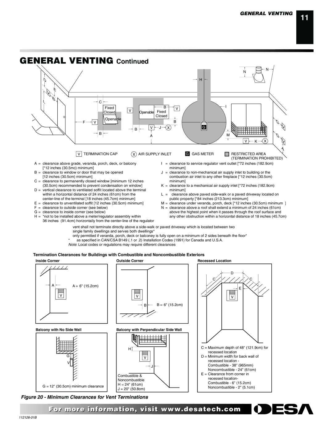 Desa SDVBPD, SDVBND installation manual General Venting 