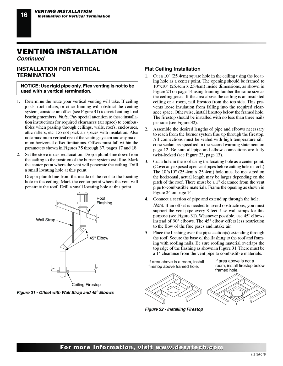 Desa SDVBND, SDVBPD installation manual Installation for Vertical Termination, Flat Ceiling Installation 