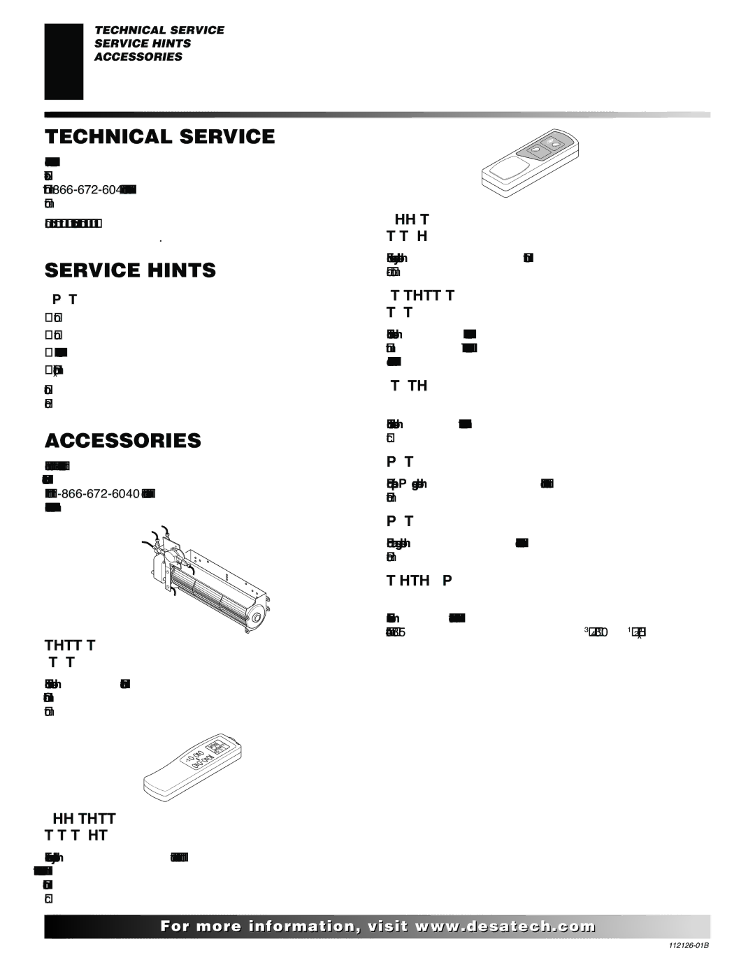 Desa SDVBND, SDVBPD installation manual Technical Service, Service Hints, Accessories 