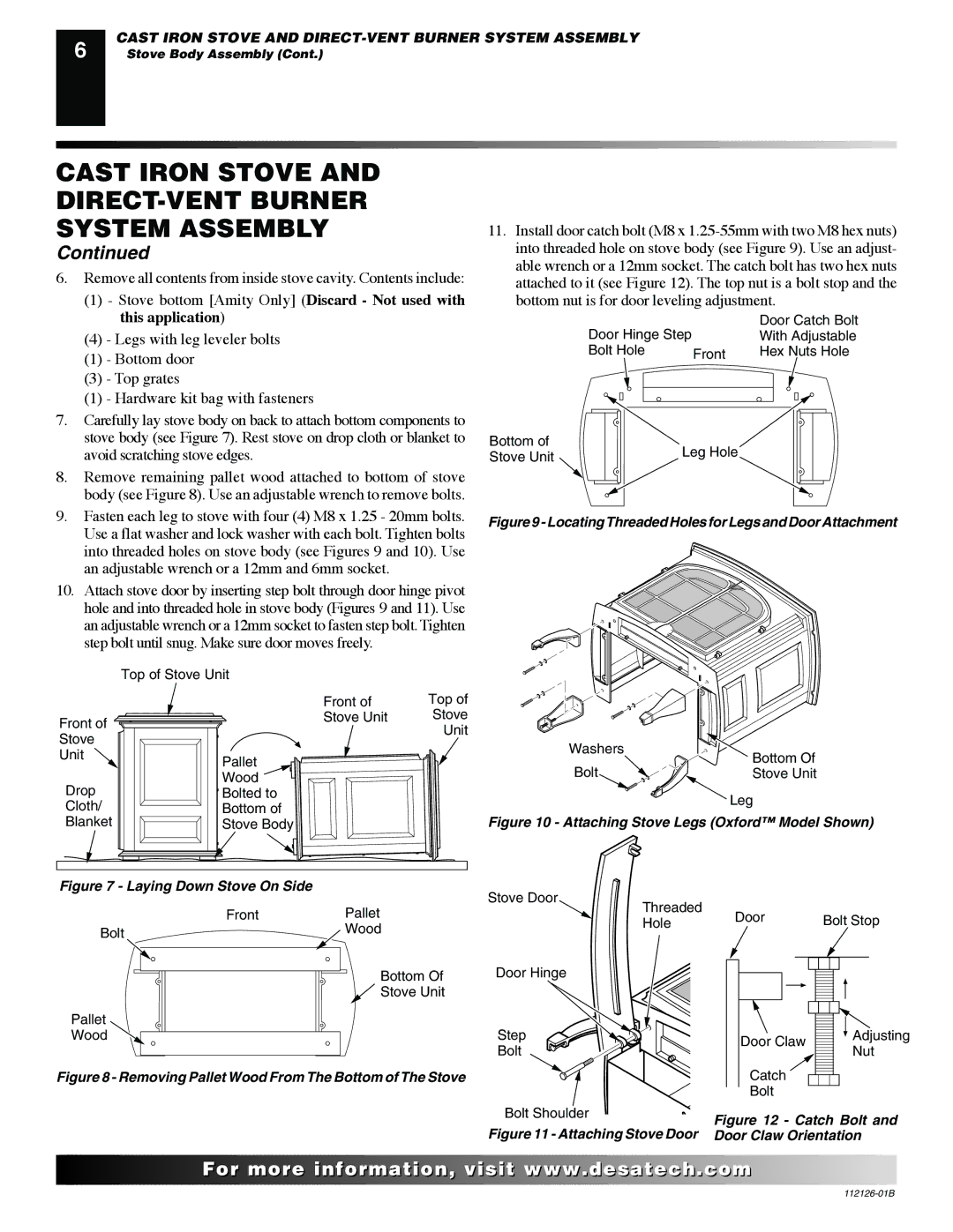 Desa SDVBND, SDVBPD installation manual Locating Threaded Holes for Legs and Door Attachment 