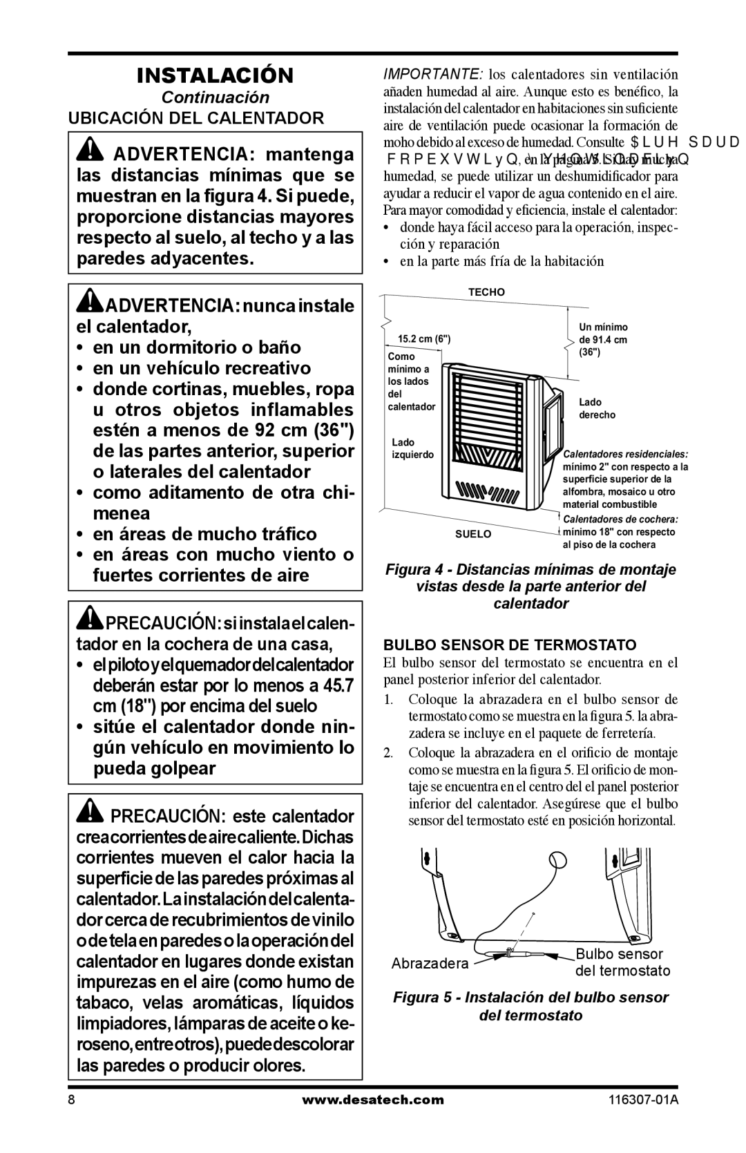 Desa SF20NT installation manual En áreas con mucho viento o, Ubicación DEL Calentador 