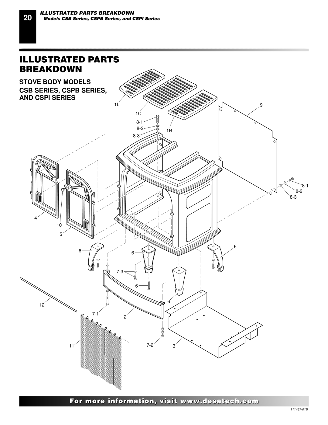 Desa SL30NT/SL30PT installation manual Stove Body Models CSB SERIES, Cspb Series Cspi Series 