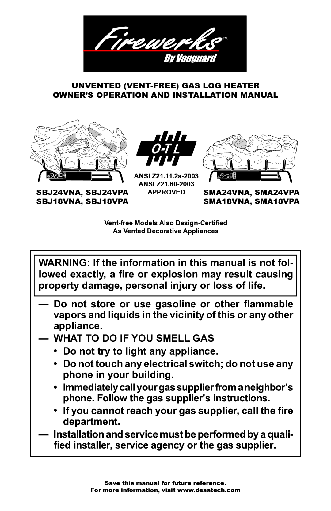 Desa installation manual SBJ24VNA, SBJ24VPA, SMA24VNA, SMA24VPA, SBJ18VNA, SBJ18VPA SMA18VNA, SMA18VPA 