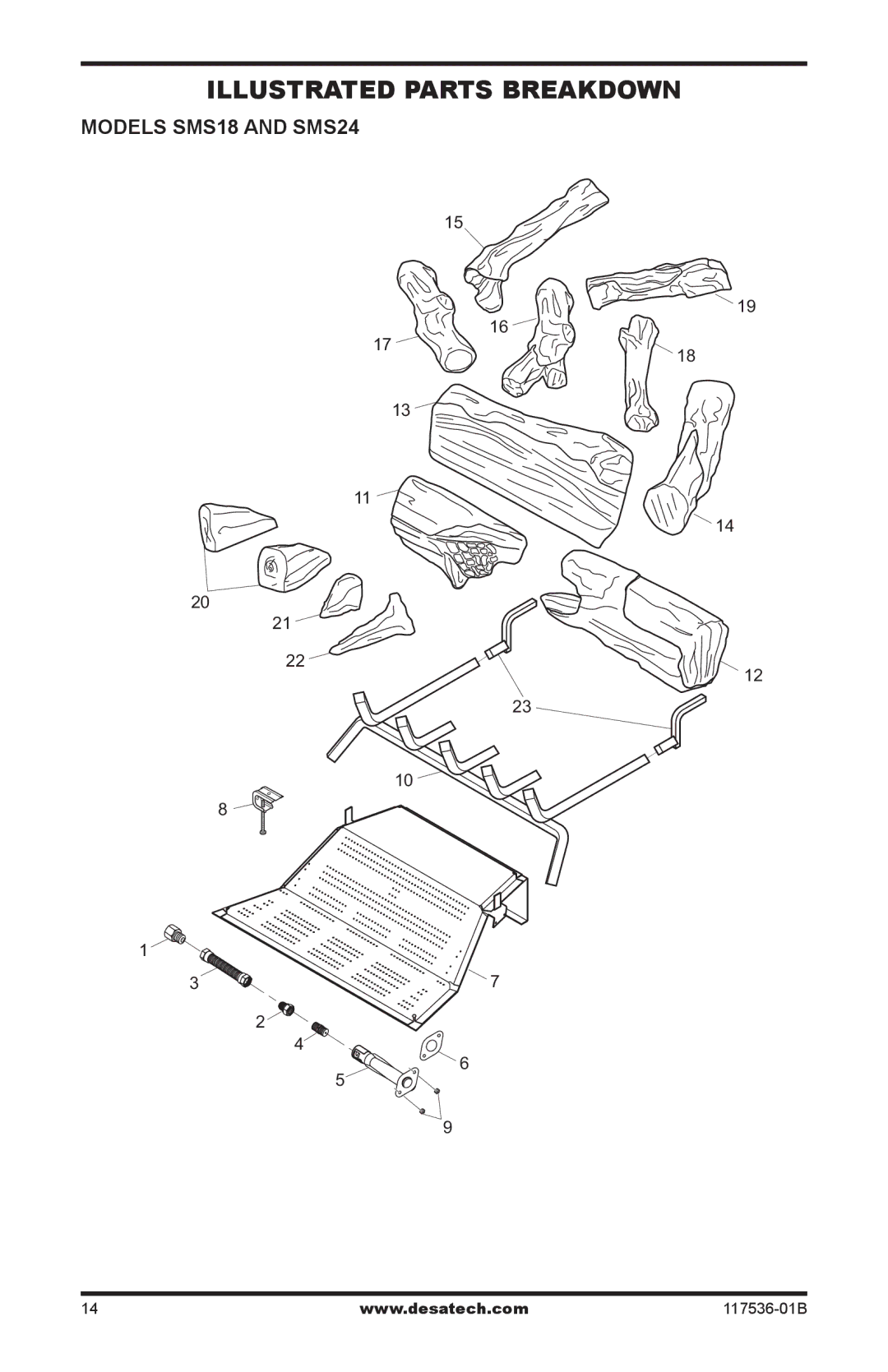 Desa installation manual Illustrated Parts Breakdown, Models SMS18 and SMS24 