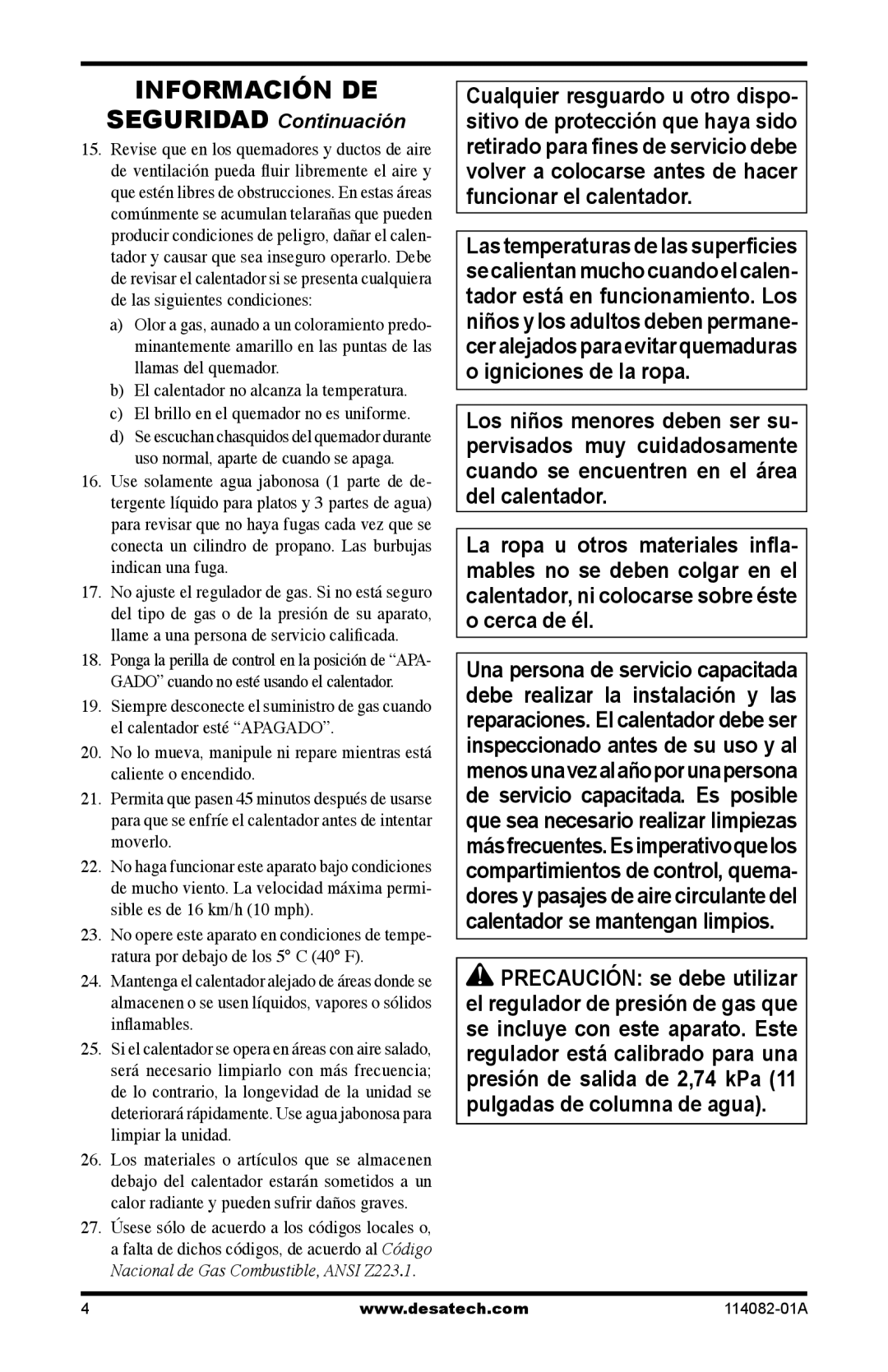 Desa SPC-21PHTSA owner manual Información DE 