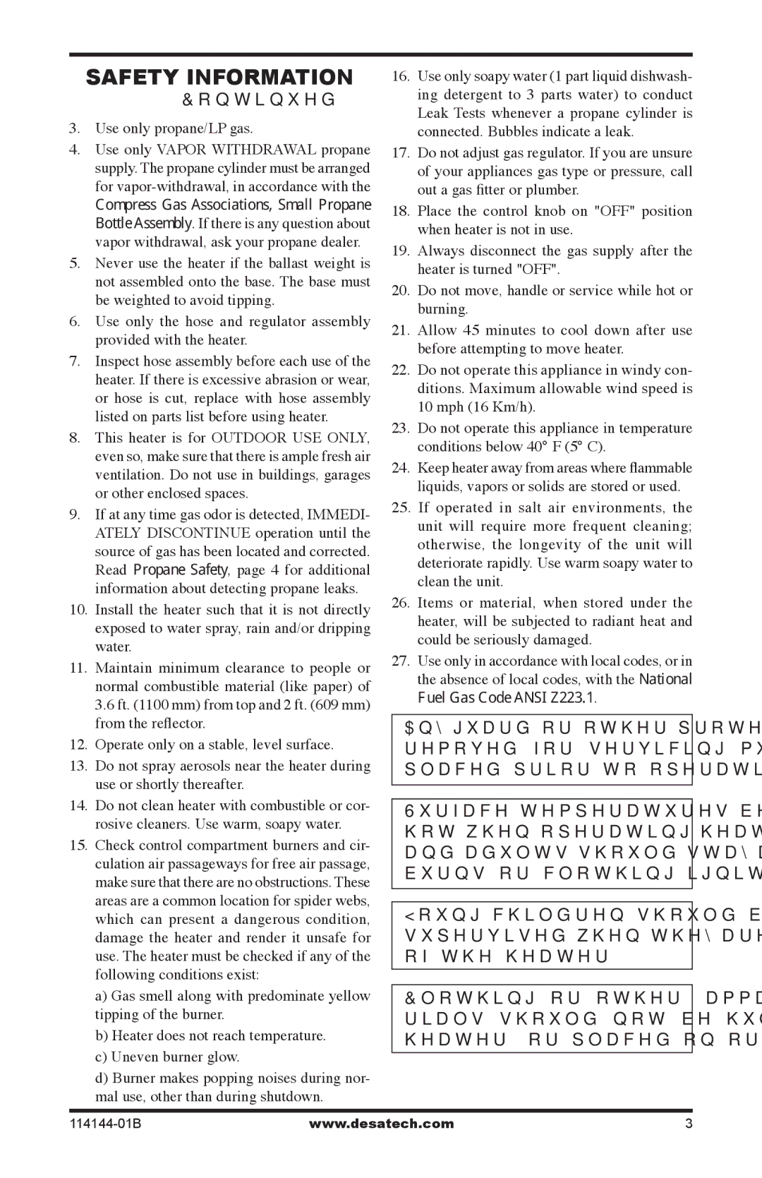 Desa SPC-54PHW, SPC-54PHB, SPC-54PHT, AND SPC-54PHT owner manual Use only propane/LP gas 