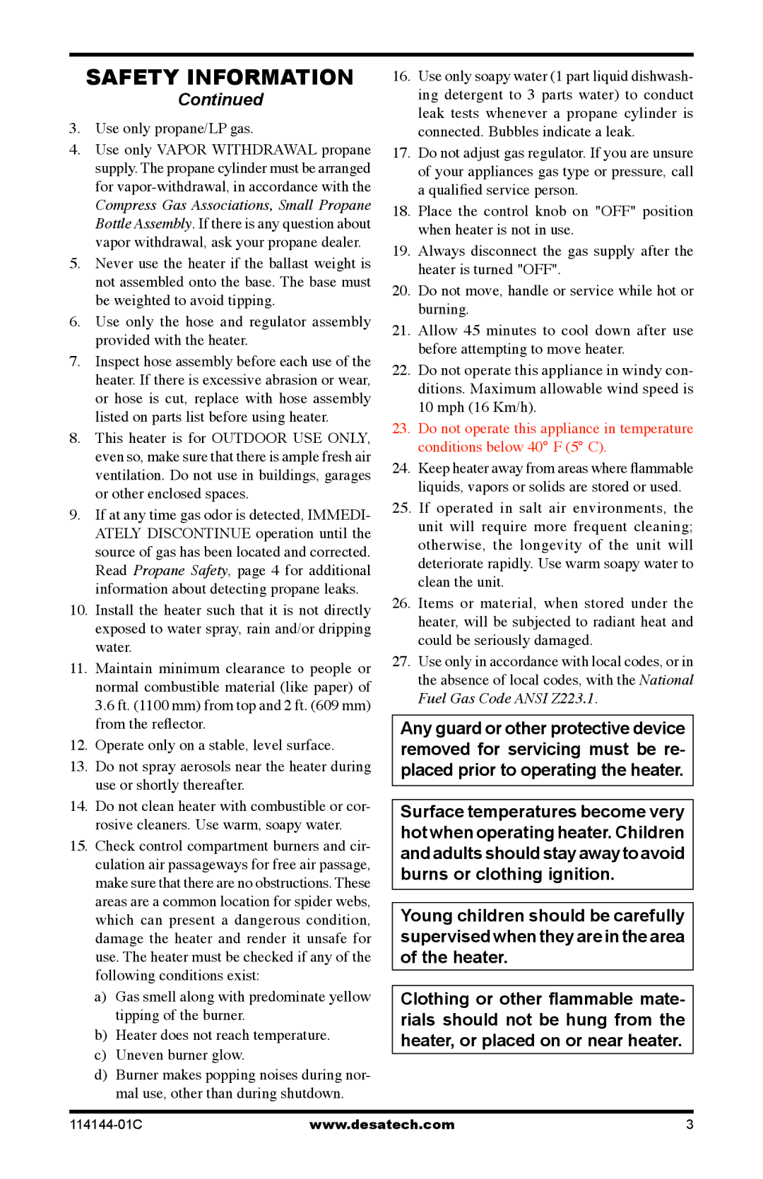 Desa SPC-54PHW, SPC-54PHB, SPC-54PHT, SPC-54PHS owner manual Use only propane/LP gas 