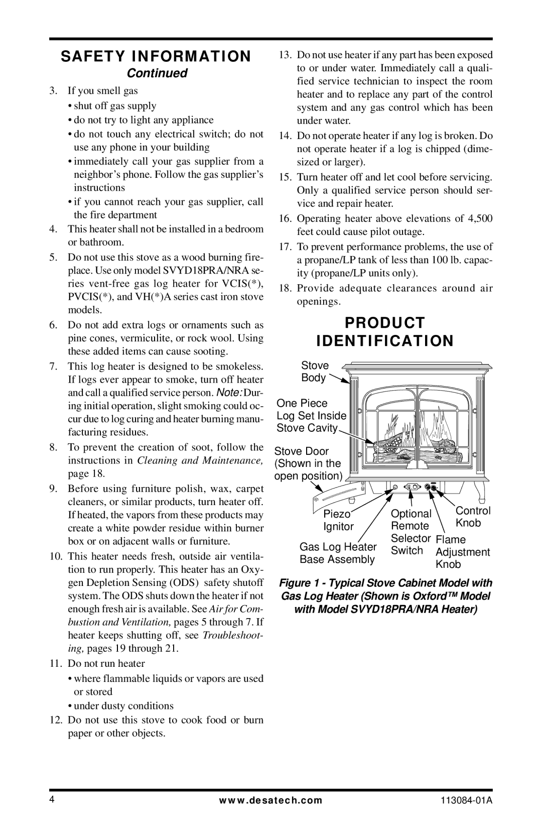 Desa SVYD18NRA/PRA SERIES installation manual Product Identification 