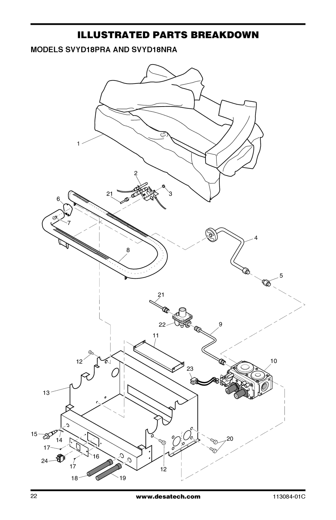 Desa installation manual Illustrated Parts Breakdown, Models SVYD18PRA and SVYD18NRA 