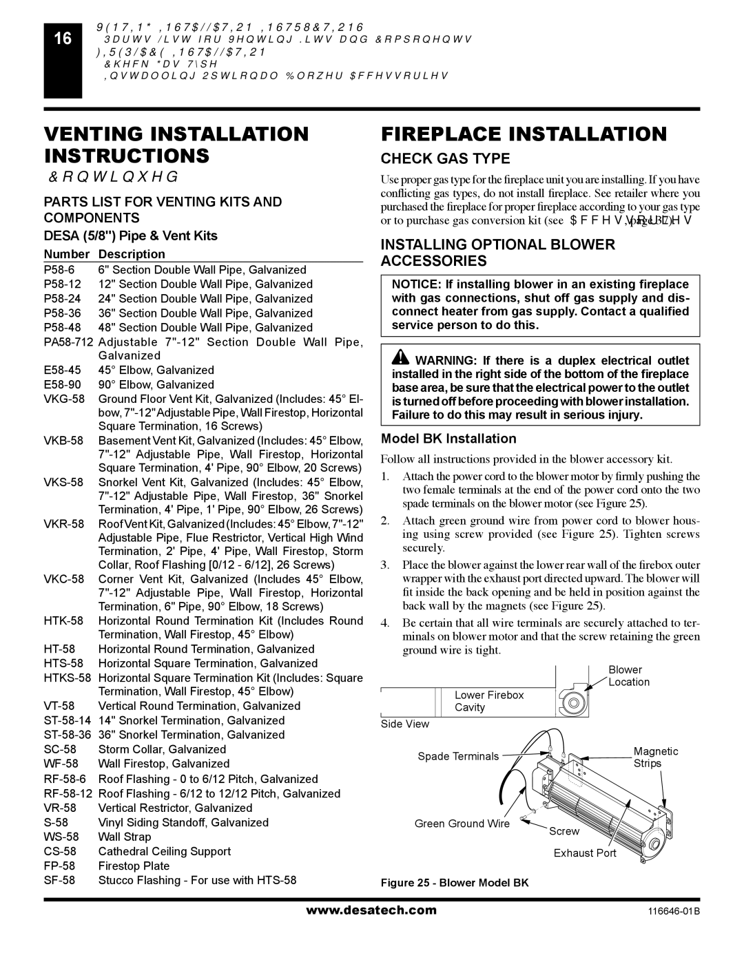 Desa T32N-A, CGDV32NR, T32P-A, CGDV32PR installation manual Venting Installation, Fireplace Installation, Check GAS Type 