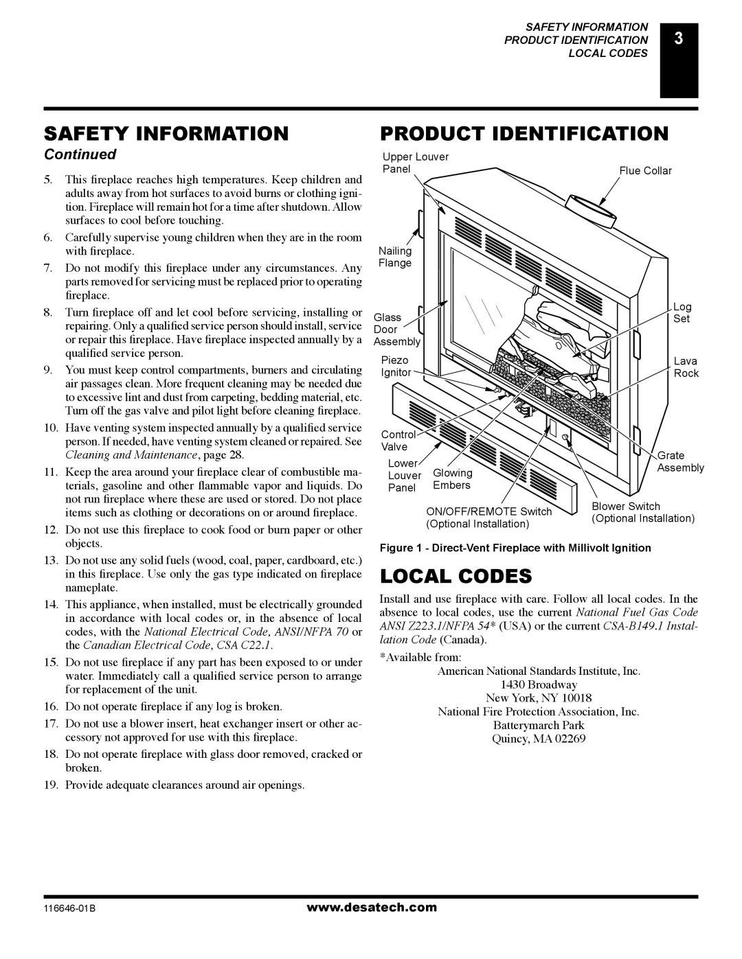 Desa (V)T32P-A SERIES, (V)T32N-A SERIES installation manual Safety Information Product Identification, Local Codes 