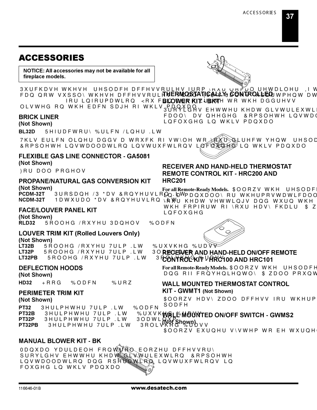 Desa (V)T32P-A SERIES, (V)T32N-A SERIES, T32N-A, CGDV32NR, T32P-A, CGDV32PR installation manual Accessories 