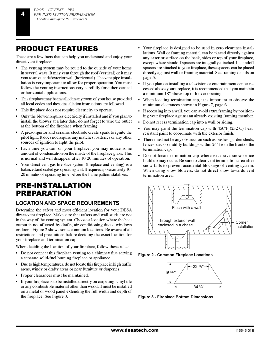 Desa T32N-A, CGDV32NR, T32P-A, CGDV32PR Product Features, PRE-INSTALLATION Preparation, Location and Space Requirements 