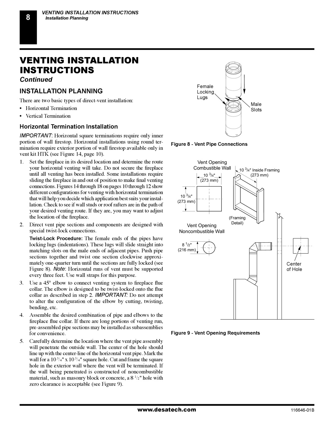 Desa T32N-A, CGDV32NR, T32P-A, CGDV32PR installation manual Installation Planning, Horizontal Termination Installation 