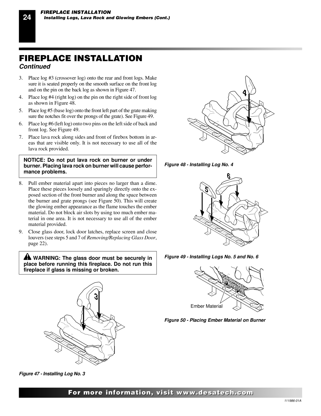 Desa T32P, T32N installation manual Installing Logs No and No 